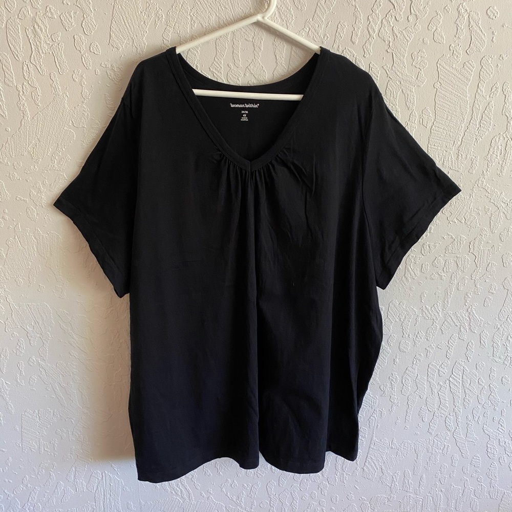 Woman Within plus size 4x 34/36 black v neck tee